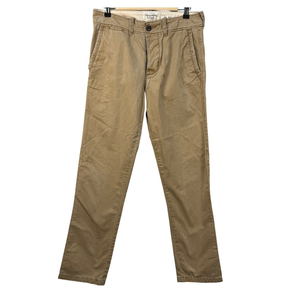 Abercrombie & Fitch Mens‎ Chino Pants 30x32 Khaki Tan Cotton Button Fly Straight